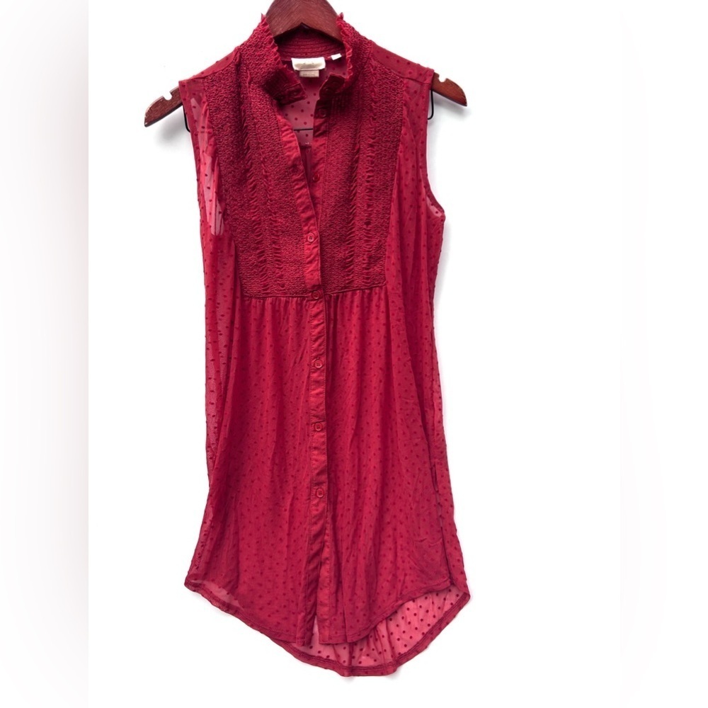 Anthropologie Vanessa Virginia Sleeveless Sheer Top Red
Tunic Mesh Smock Bib - Picture 9 of 9